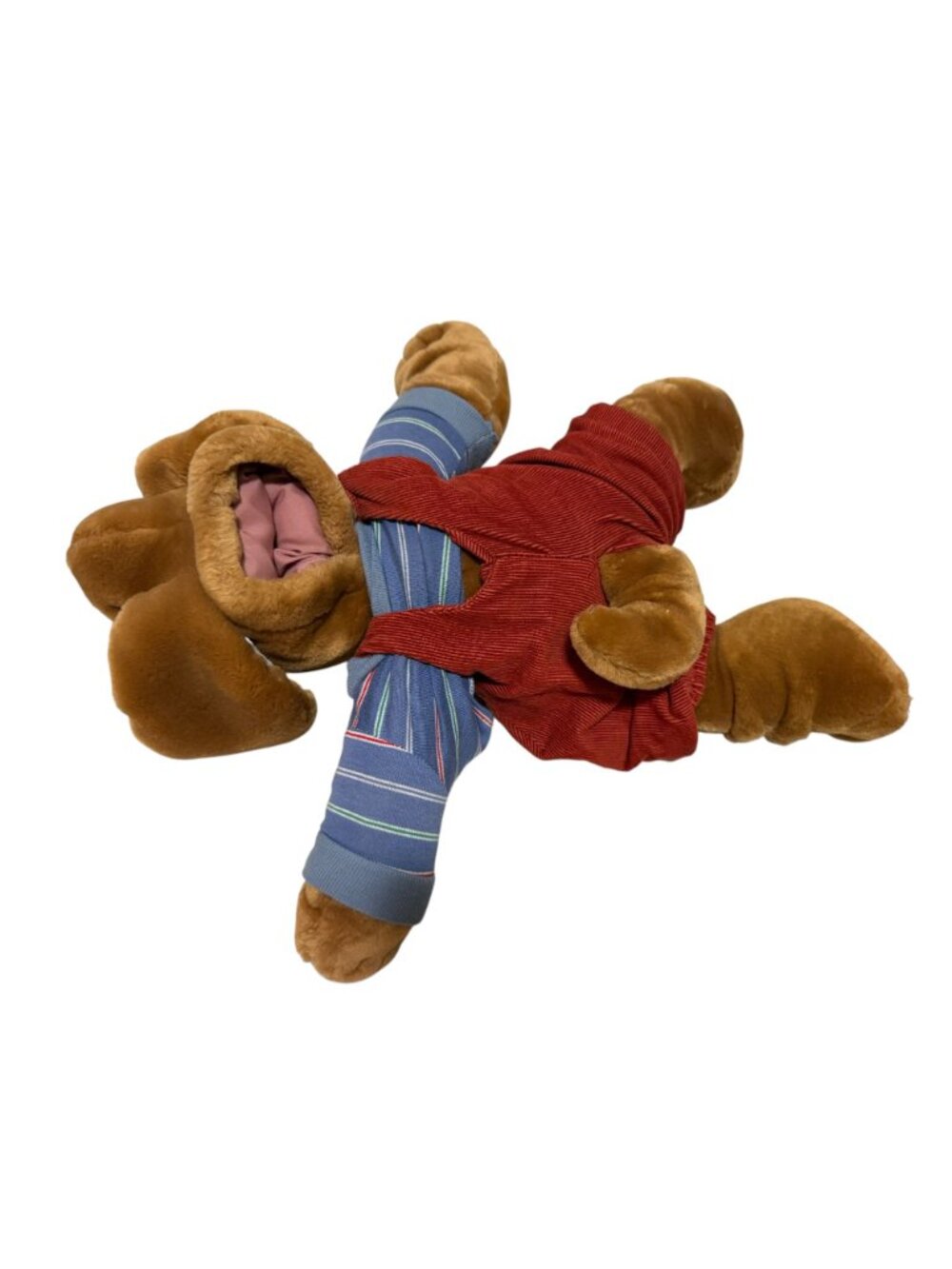 Wrinkles Plush Puppet Dogs Pair Overalls 80s Tan Brown Pretend Play - Picture 15 of 16